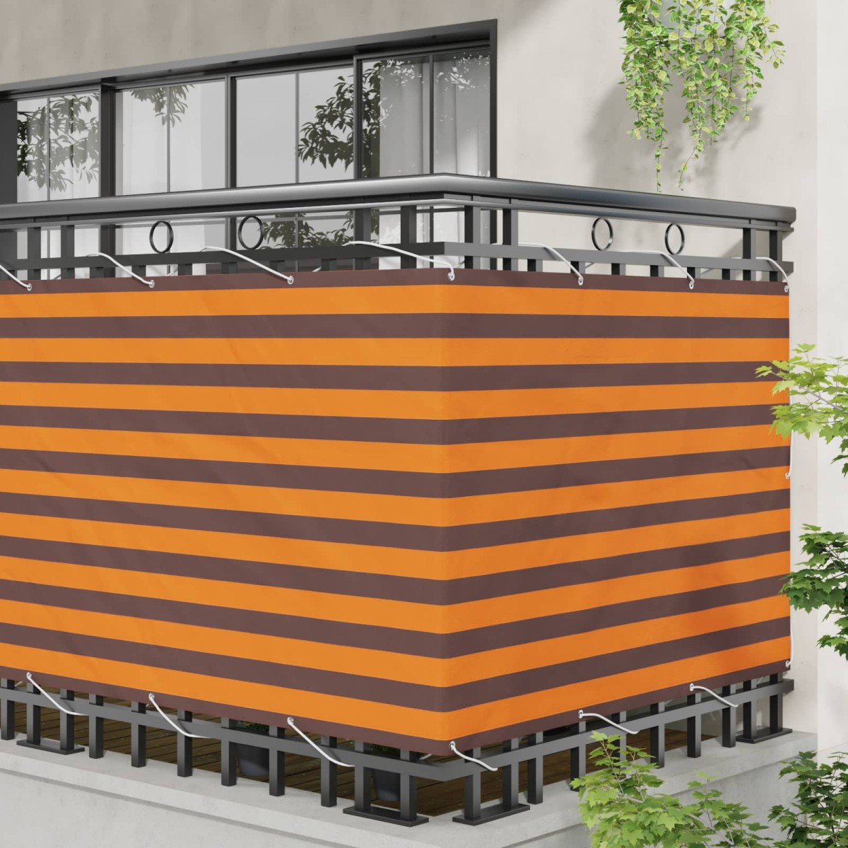vidaXL Οθόνη Μπαλκονιού Πορτοκαλί και Καφέ 110 x 800 εκ Ύφασμα Όξφορντ