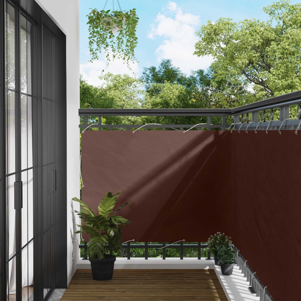vidaXL Οθόνη Μπαλκονιού Καφέ 110 x 400 cm Ύφασμα Όξφορντ