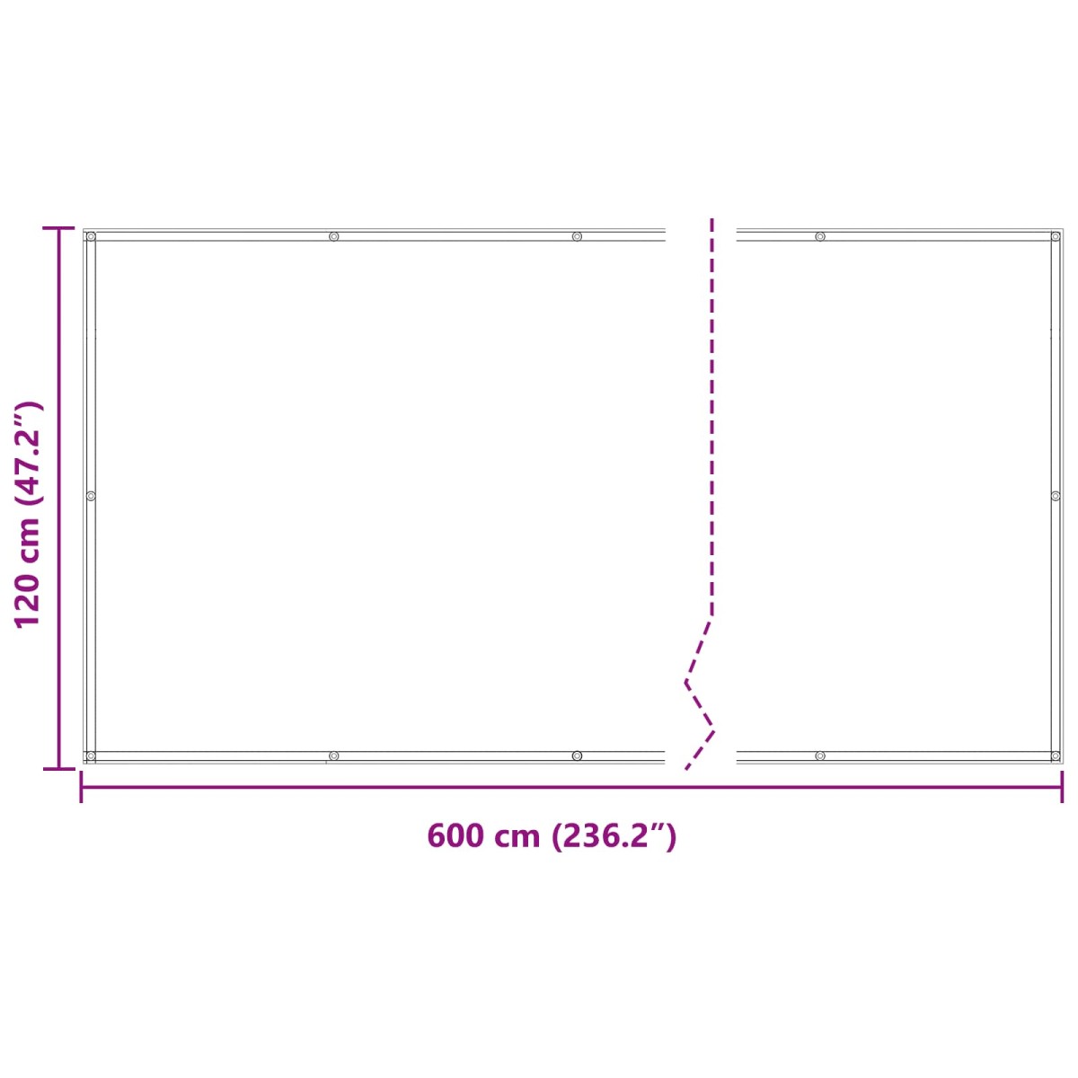 vidaXL Οθόνη Μπαλκονιού Μπορντό 120 x 600 cm