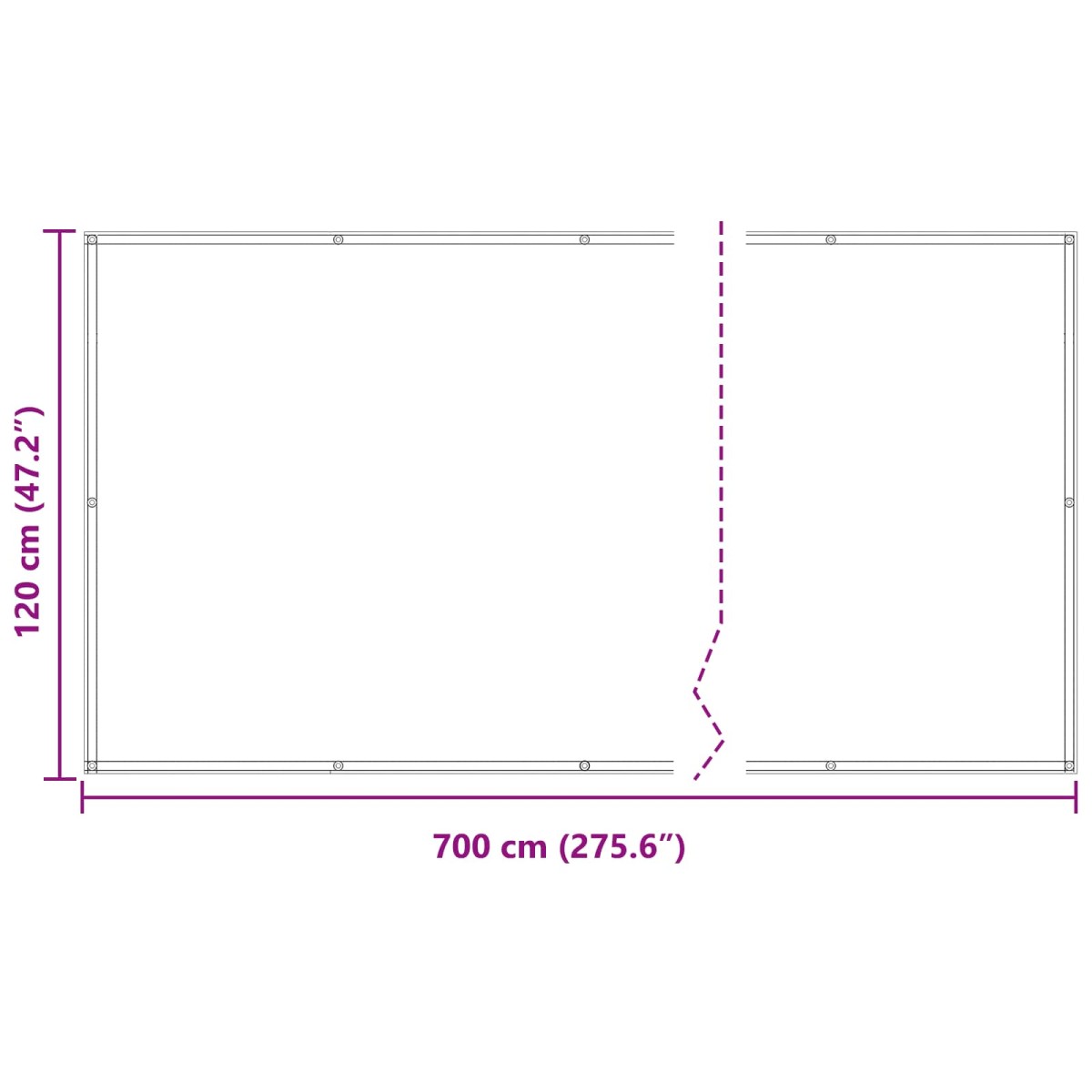 vidaXL Οθόνη Μπαλκονιού Μπορντό 120 x 700 cm