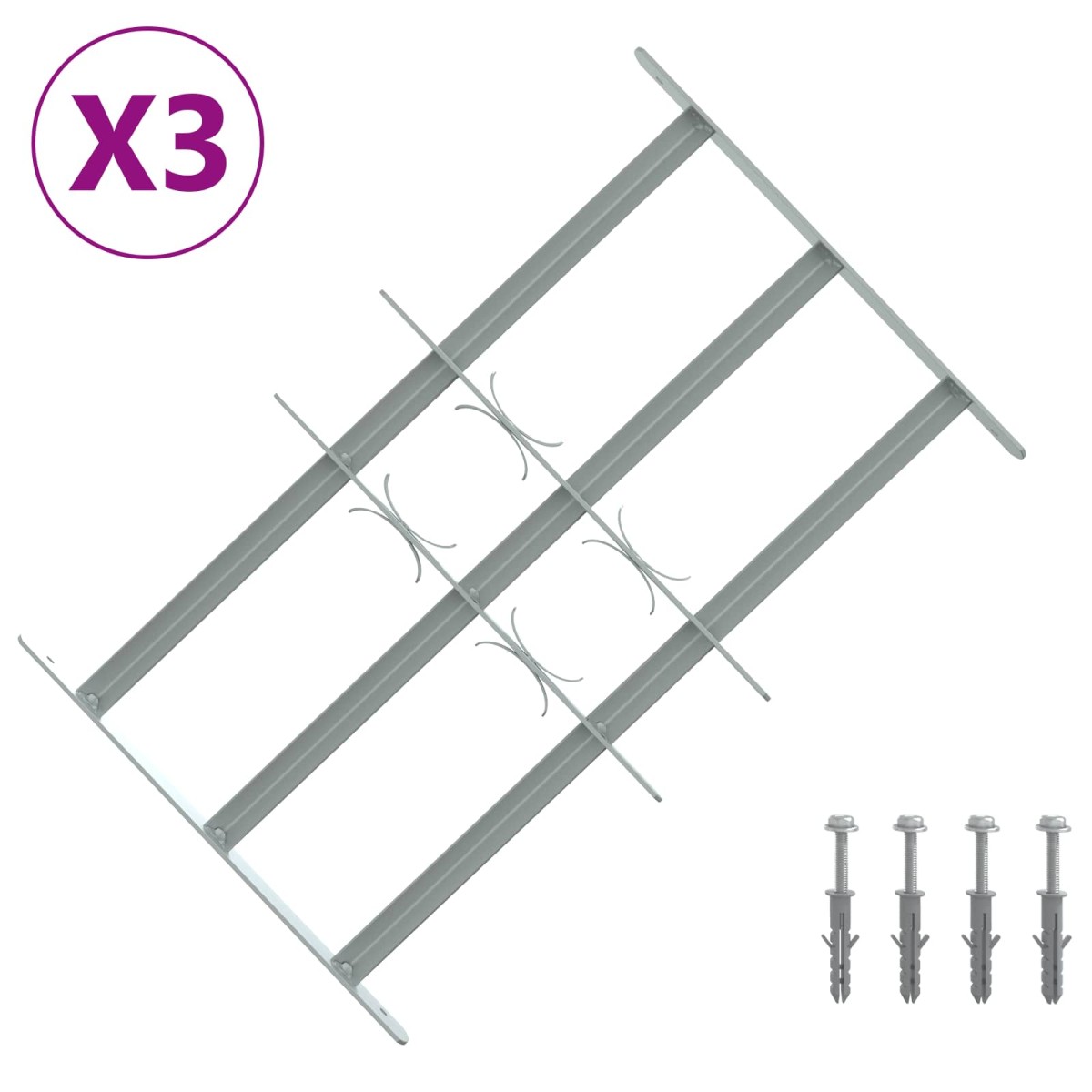 vidaXL Πλέγμα Ασφαλείας για Παράθυρα με 3 Δεσμίδες 3 τμχ. 430-740 χιλ