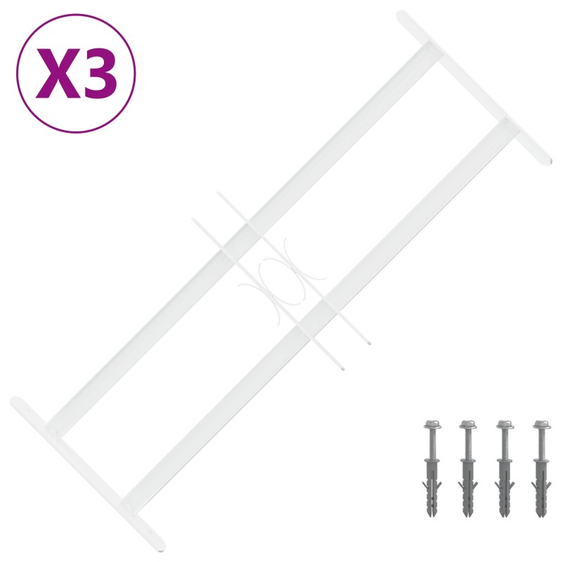 vidaXL Πλέγμα Ασφαλείας για Παράθυρα με 2 Διαγωνίους Σταυρούς 3 τμχ.