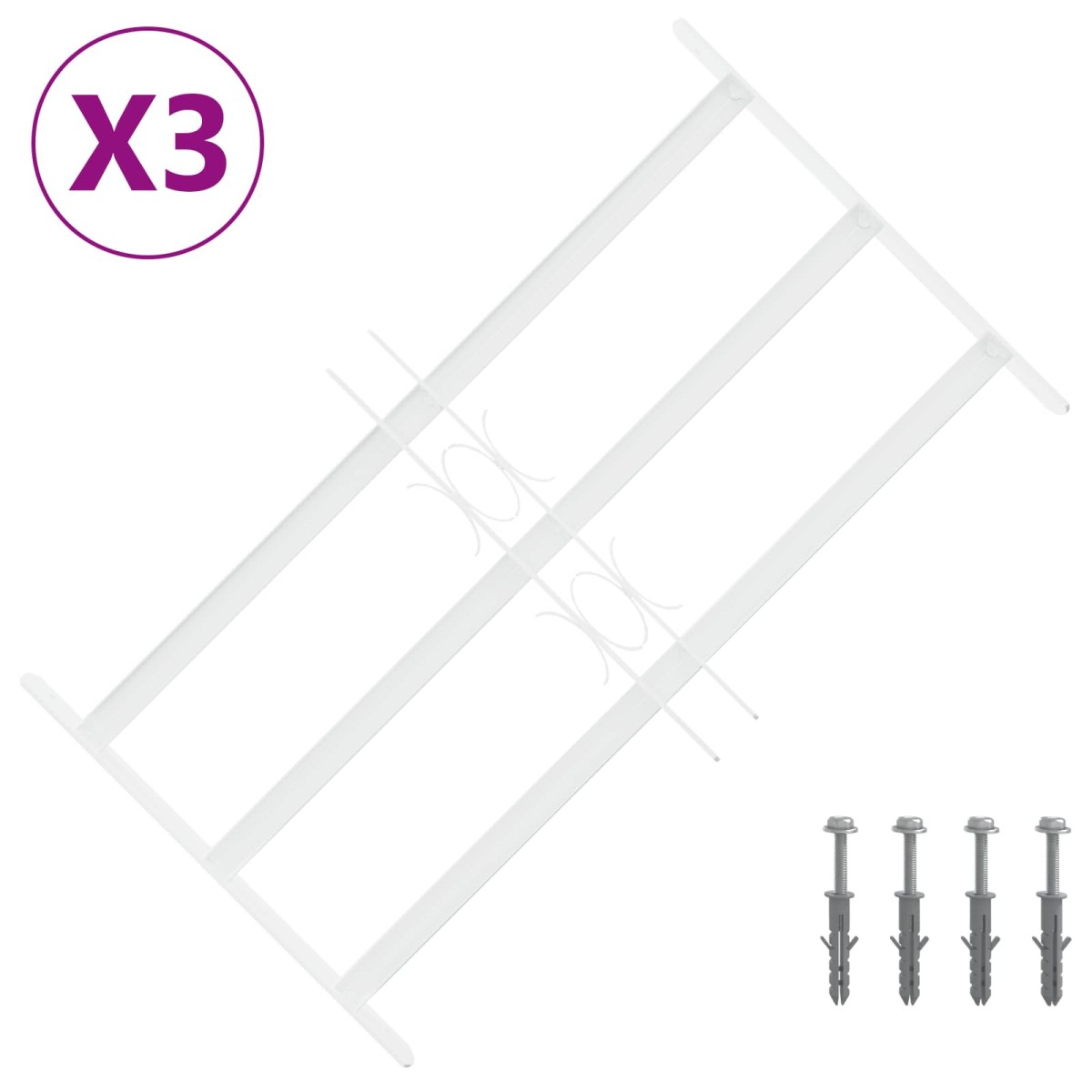 vidaXL Πλέγμα Ασφαλείας για Παράθυρα με 3 Δεσμίδες 3 τμχ. 43-74 εκ