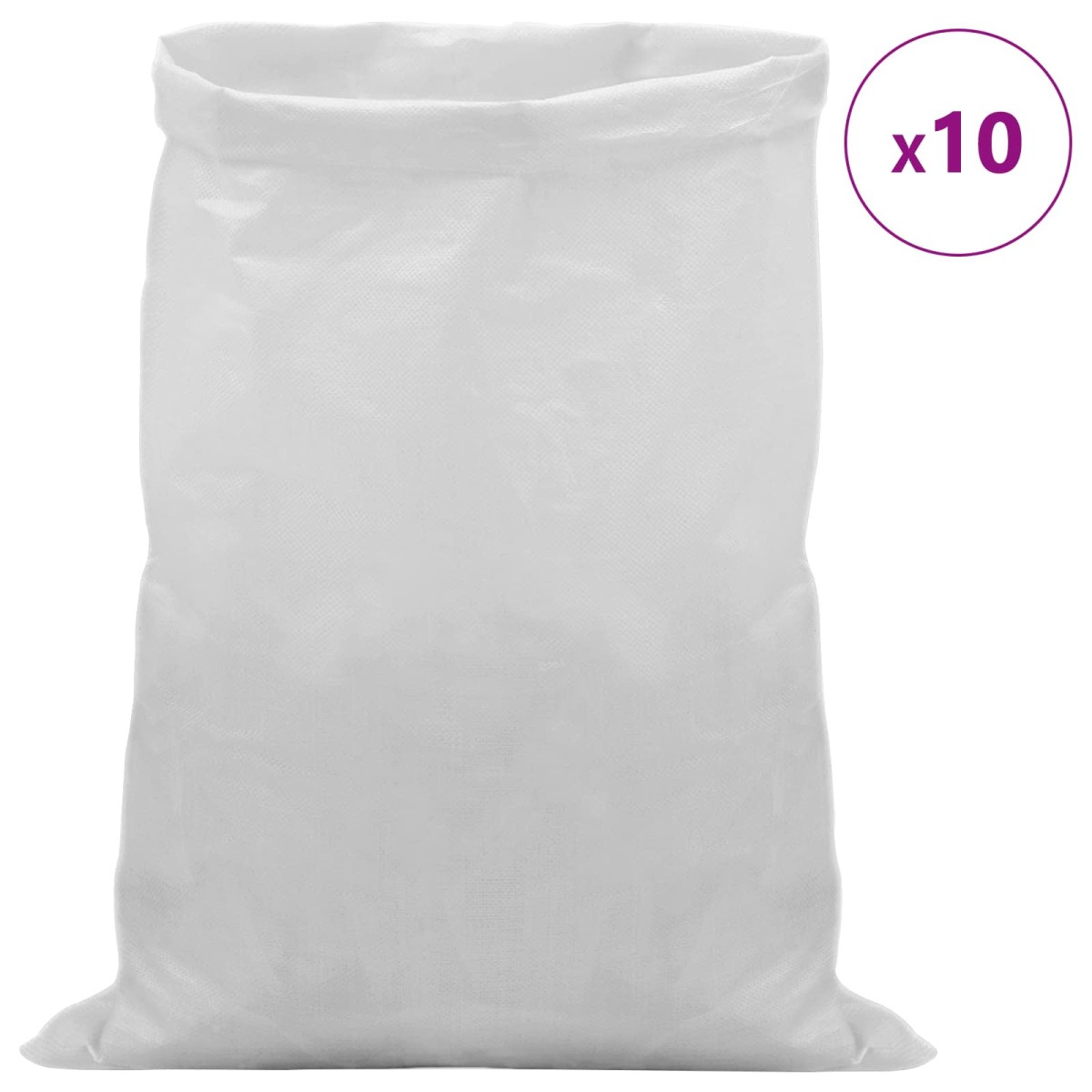 vidaXL Υφασμάτινοι σακίδες 10 τμχ. Λευκό 50 x 80 cm PP