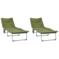 vidaXL Πτυσσόμενη ξαπλώστρα με μαξιλάρι 2 τμχ. Σκούρο Πράσινο
