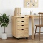 vidaXL Κινητό Ντουλάπι με τροχούς Καφέ 34 x 39 x 56 εκ Στερεό πεύκο