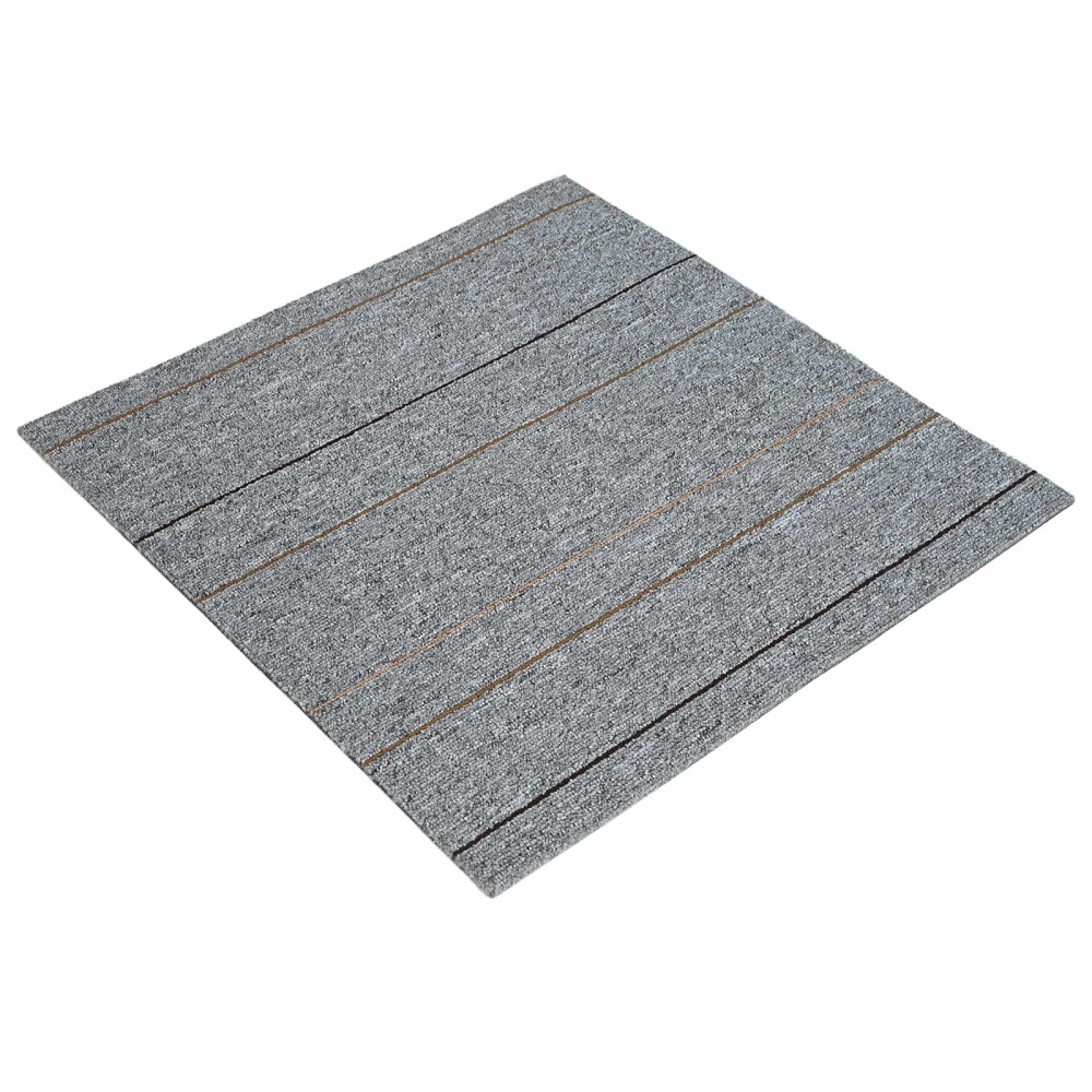 vidaXL Πλακάκι Χαλιού Ανοιχτό γκρι με ρίγα 50 x 50 cm 4 τμχ.