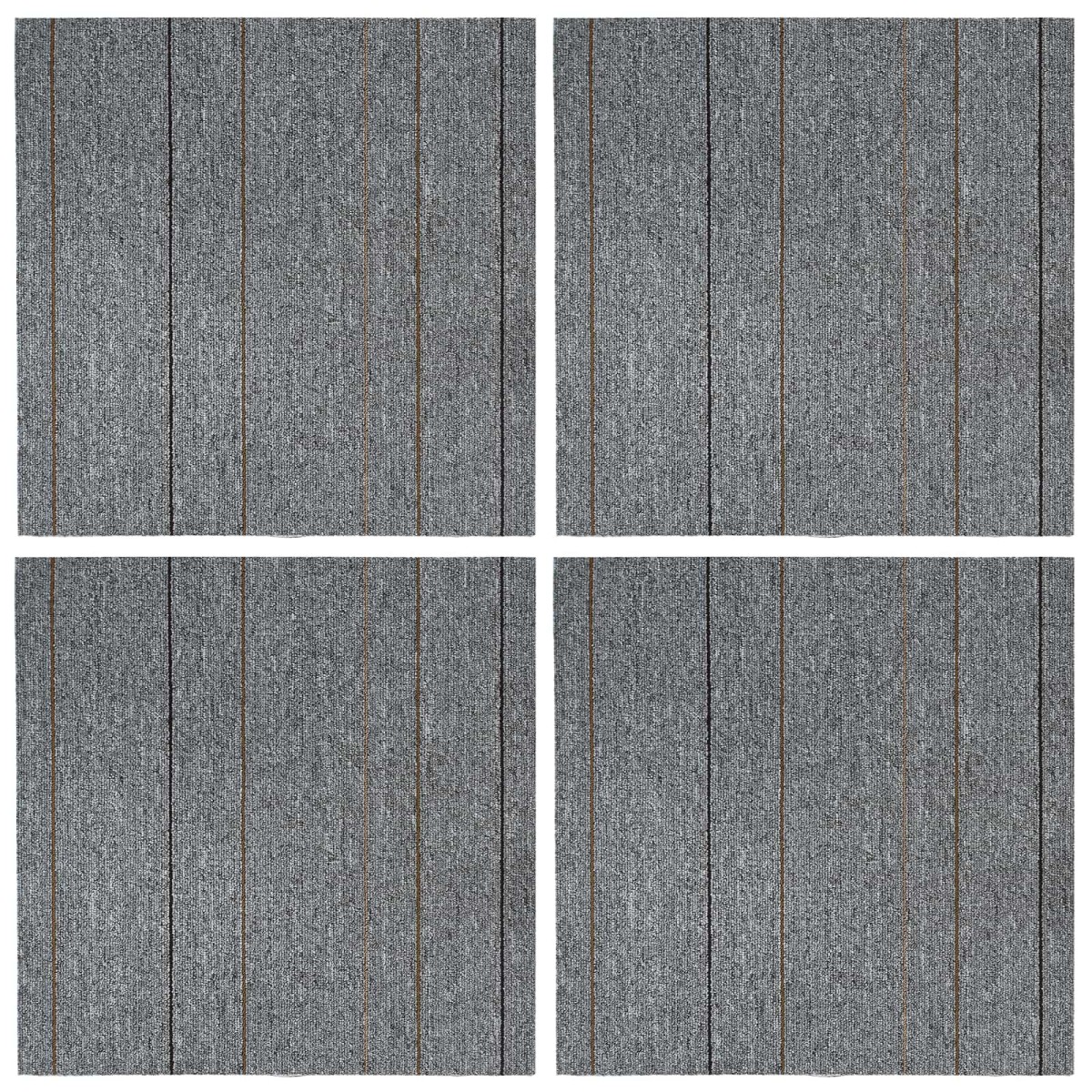 vidaXL Πλακάκι Χαλιού Ανοιχτό γκρι με ρίγα 50 x 50 cm 4 τμχ.