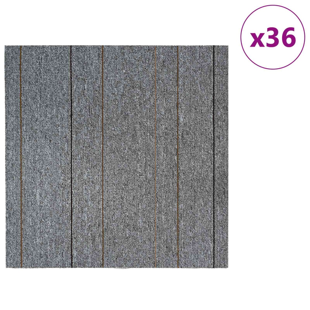 vidaXL Πλακάκι Χαλιού Ανοιχτό γκρι με ρίγες 50 x 50 cm 36 τμχ.