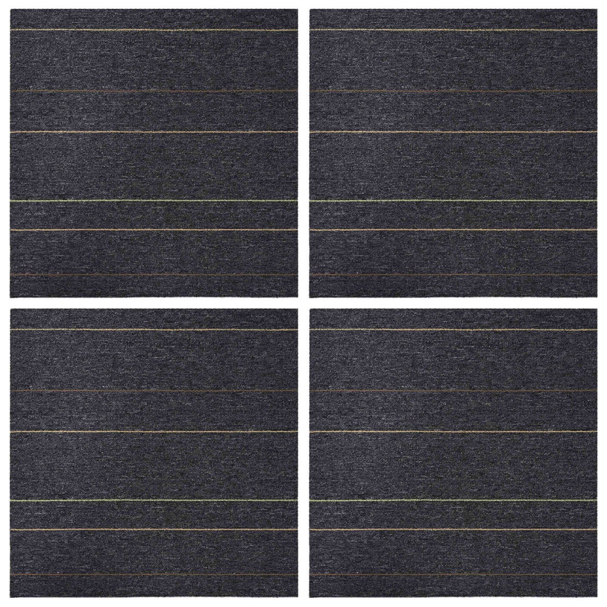vidaXL Πλακάκι Χαλιού Σκούρο γκρι με ρίγες 50 x 50 cm 4 τμχ.