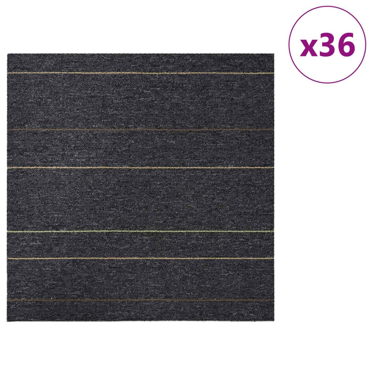 vidaXL Πλακάκι Χαλιού Σκούρο γκρι με ρίγες 50 x 50 cm 36 τμχ.