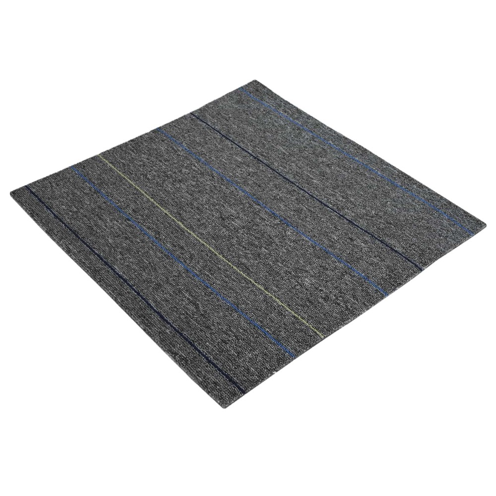 vidaXL Πλακάκι Χαλιού Μέτριο Γκρι με Ρίγες 50 x 50 cm 4 τμχ.