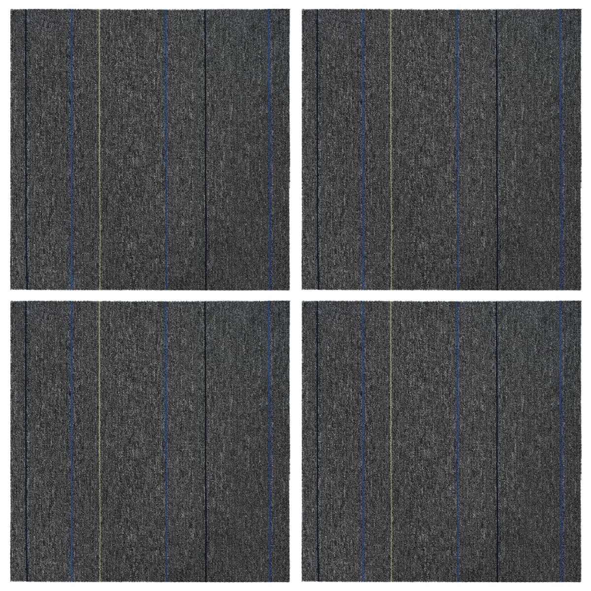 vidaXL Πλακάκι Χαλιού Μέτριο Γκρι με Ρίγες 50 x 50 cm 4 τμχ.