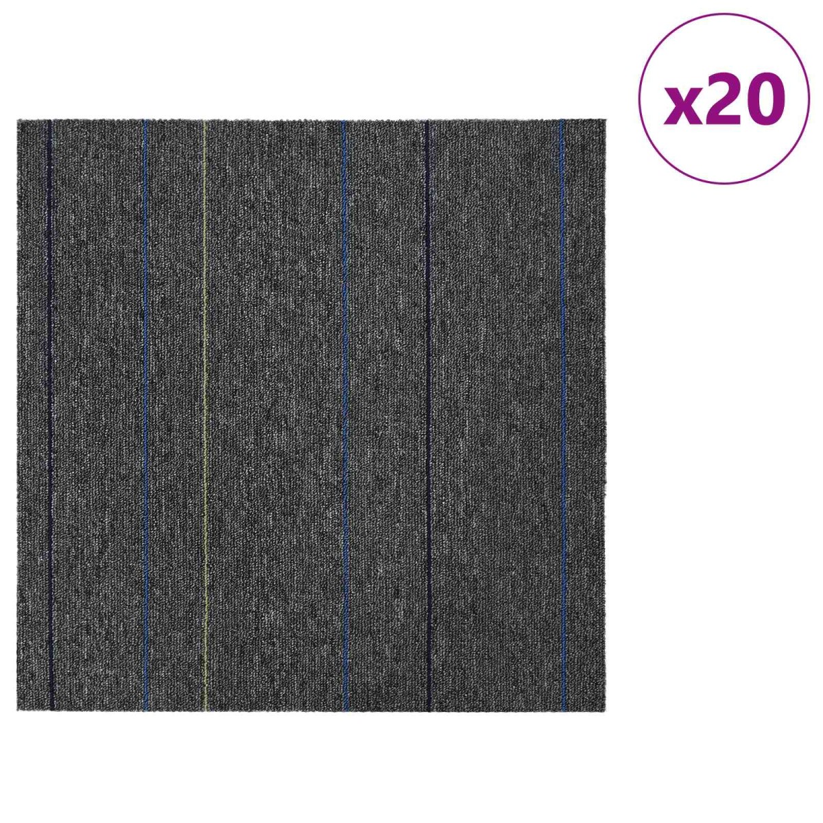 vidaXL Πλακάκι Χαλιού Μέτριο Γκρι με Ρίγες 50 x 50 cm 20 τμχ.