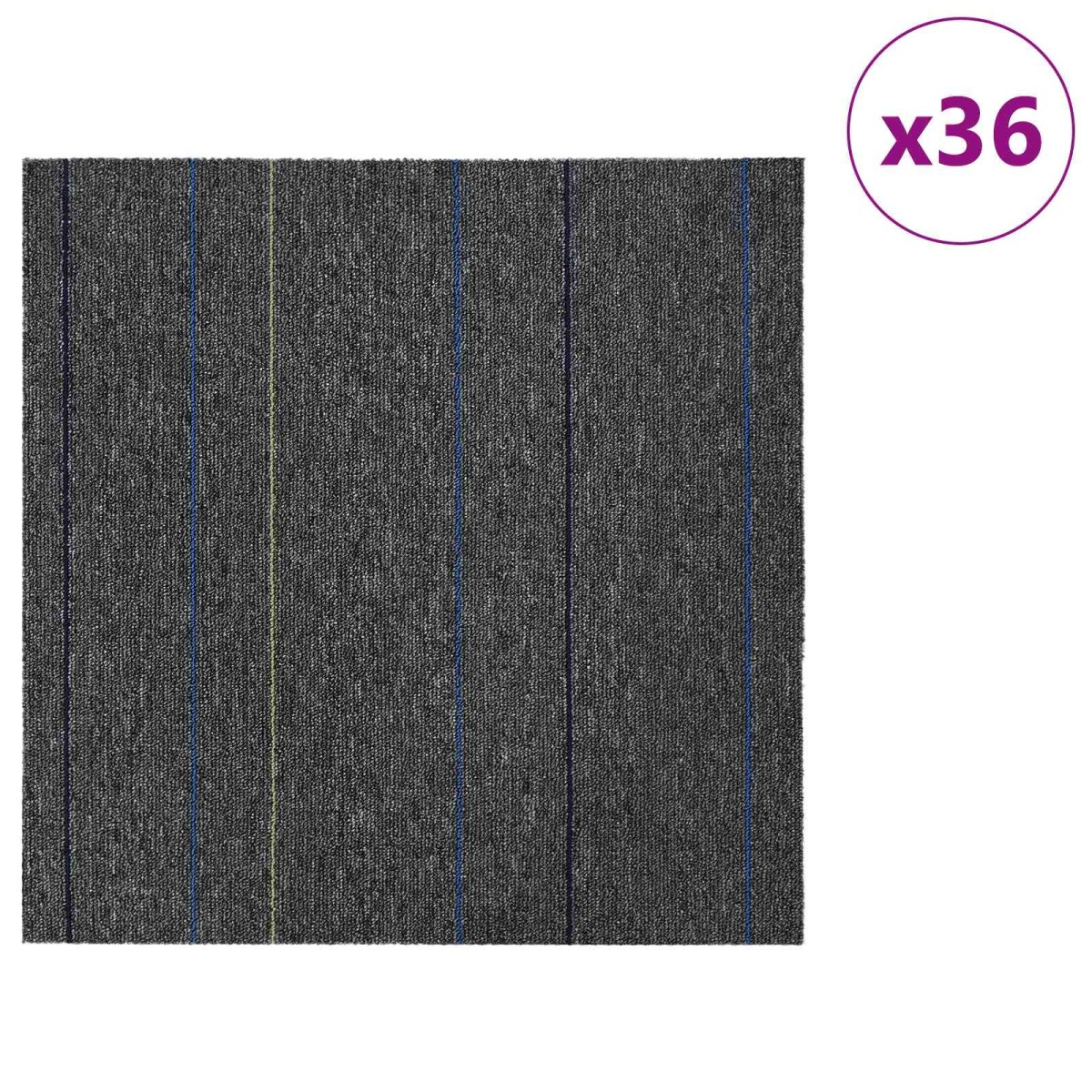 vidaXL Πλακάκι Χαλιού Μέτριο Γκρι με Ρίγες 50 x 50 cm 36 τμχ.