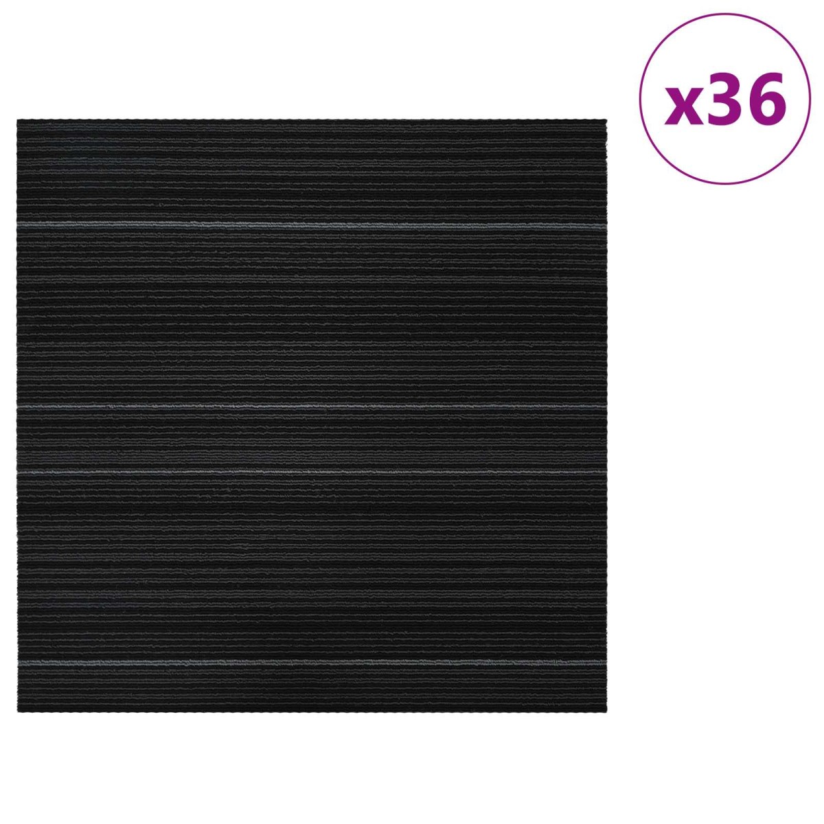 vidaXL Πλακάκι Χαλιού Ριγέ Σκούρο Γκρι 50 x 50 cm 36 τμχ.