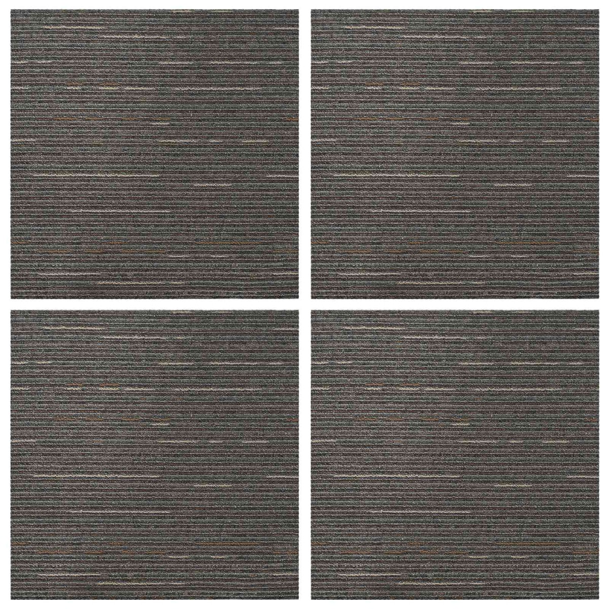 vidaXL Πλακάκι Χαλιού Ριγέ Σκούρο Καφέ 50 x 50 cm 4 τμχ.