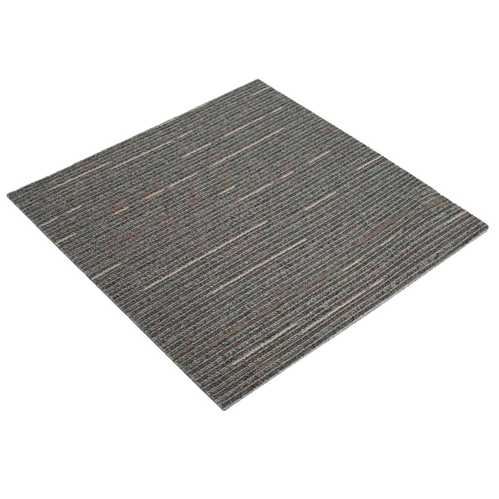 vidaXL Πλακάκι Χαλιού Ριγέ Σκούρο Καφέ 50 x 50 cm 20 τμχ.