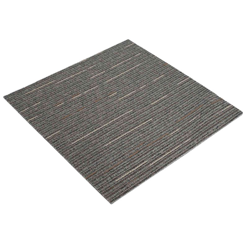 vidaXL Πλακάκι Χαλιού Ριγέ Σκούρο Καφέ 50 x 50 cm 20 τμχ.