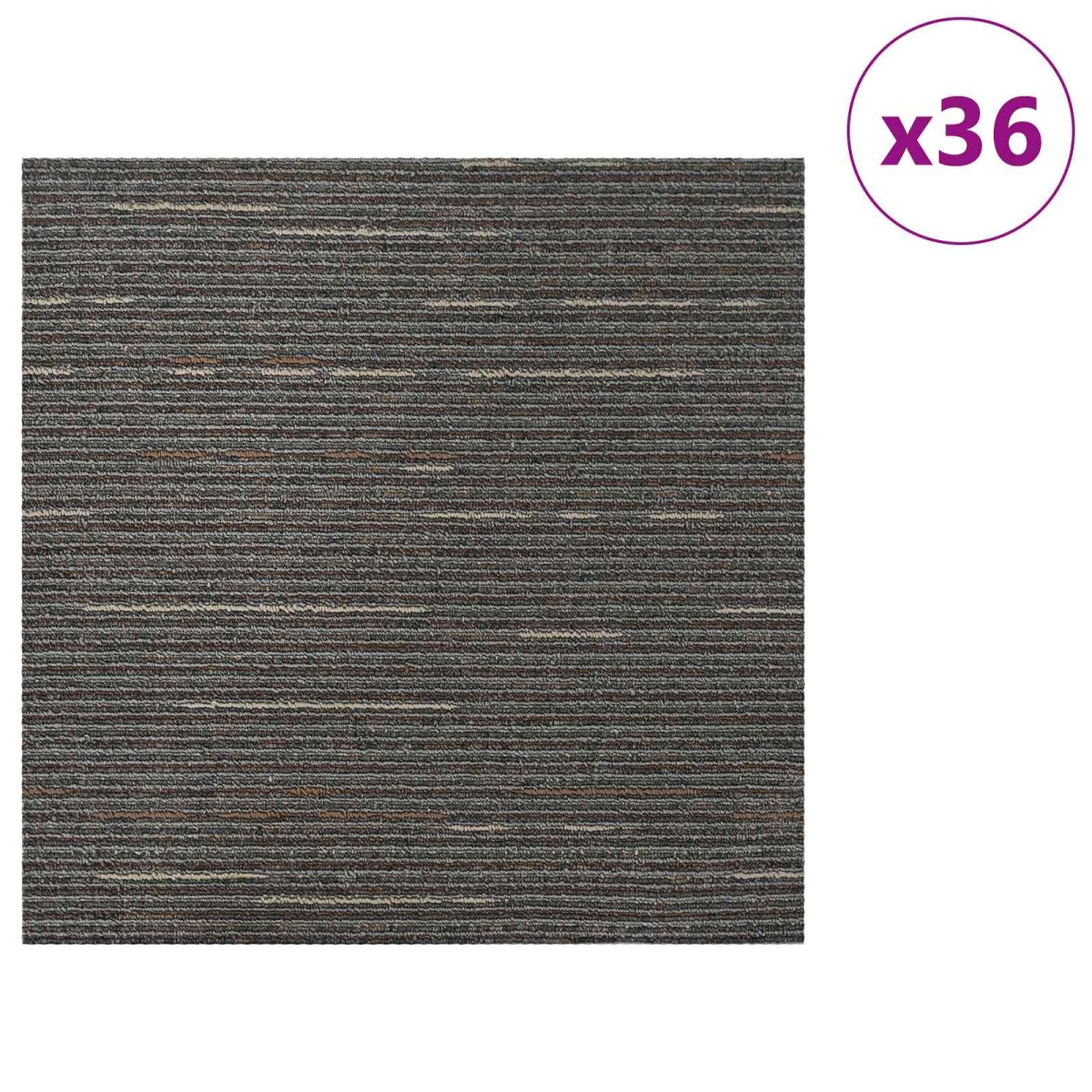 vidaXL Πλακάκι Χαλιού Ριγέ Σκούρο Καφέ 50 x 50 cm 36 τμχ.