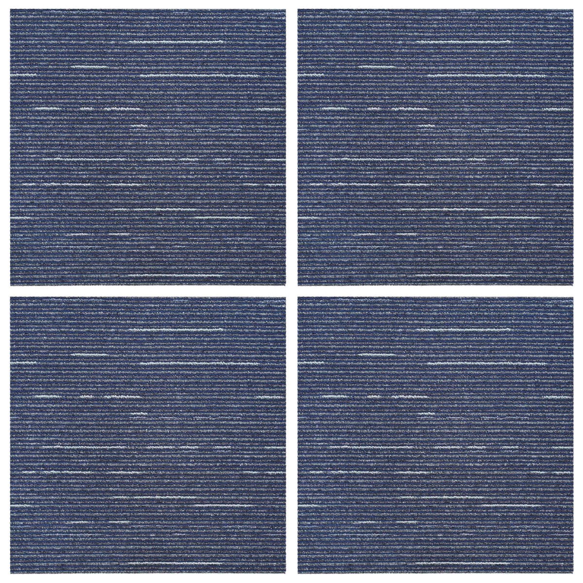 vidaXL Πλακάκι Χαλιού Ραβδωτό Μπλε 50 x 50 cm 4 τμχ.