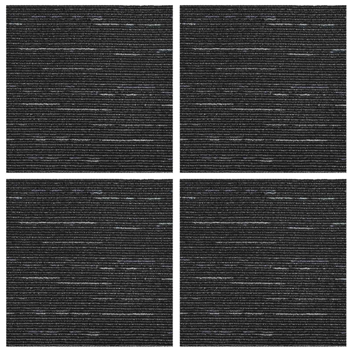 vidaXL Πλακάκι Χαλιού Ριγέ Μαύρο 50 x 50 cm 4 τμχ.