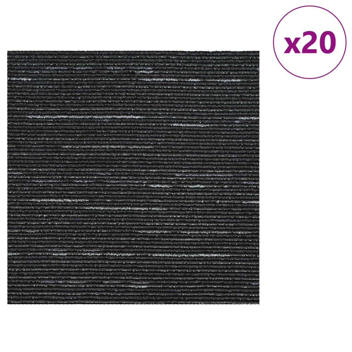 vidaXL Πλακάκι Χαλιού Ριγέ Μαύρο 50 x 50 cm 20 τμχ.
