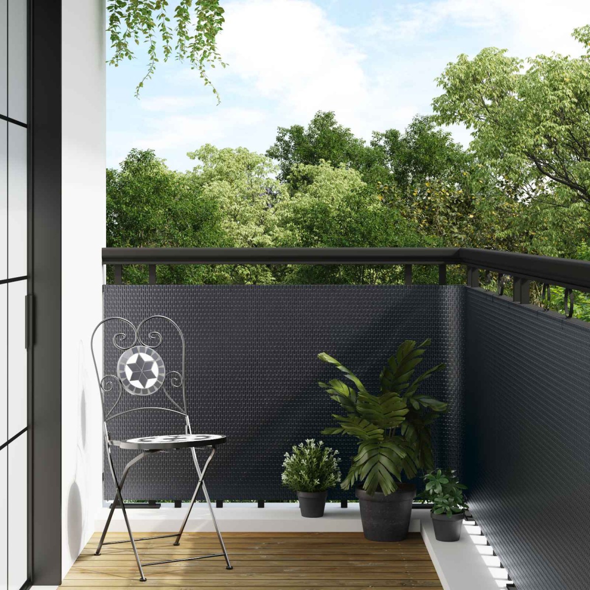 vidaXL Οθόνη Μπαλκονιού Σκούρο Γκρι 400 x 80 cm συνθετικό ρατάν