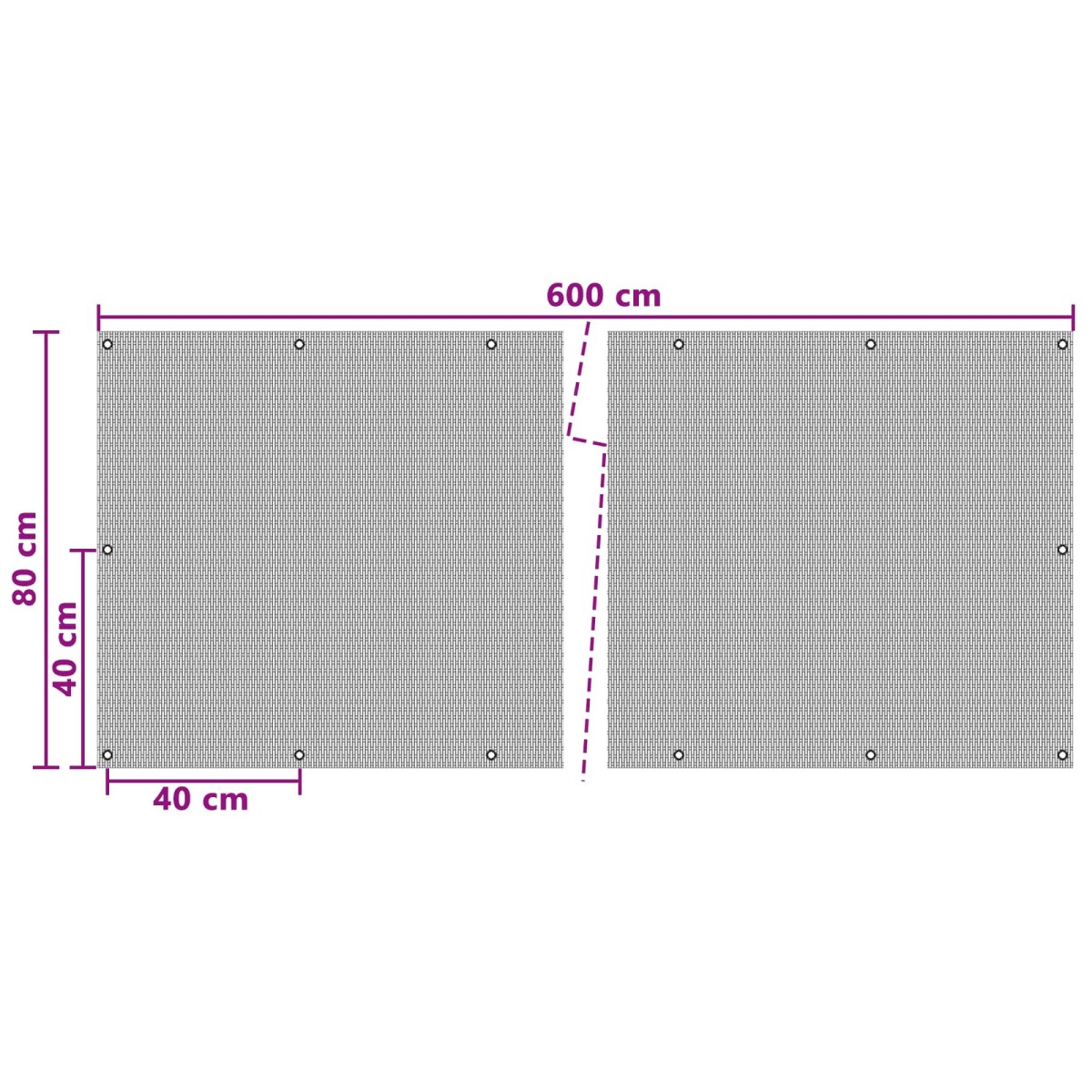 vidaXL Οθόνη Μπαλκονιού με Ενσωμάτωτα Μάτια 600 x 80 cm Ανθρακί