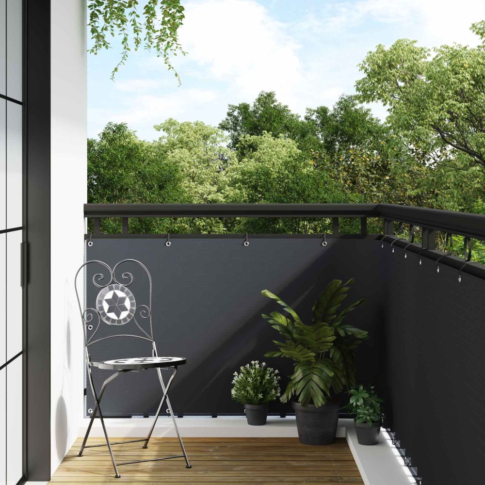 vidaXL Οθόνη Μπαλκονιού με Ενσωμάτωτα Μάτια 1000 x 80 εκ. Ανθρακί