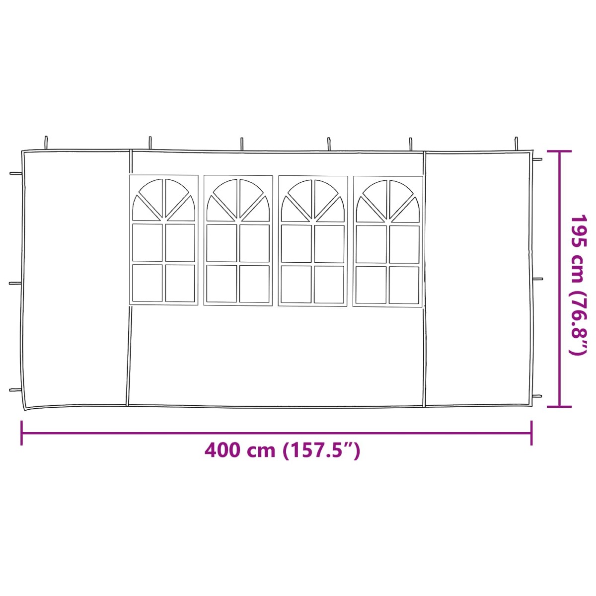 vidaXL Πλευρική Σκηνής Πάρτι 2 τεμ. 400 x 195 εκ. Ανθρακί