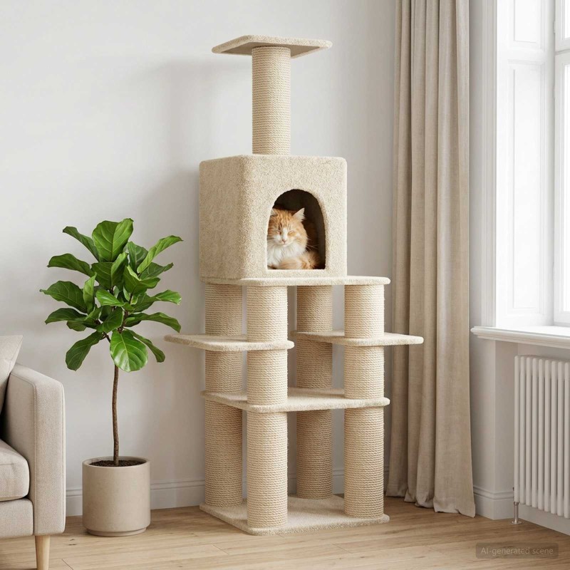 vidaXL Δέντρο γάτας με στύλους ξύρας Κρεμ 180 cm