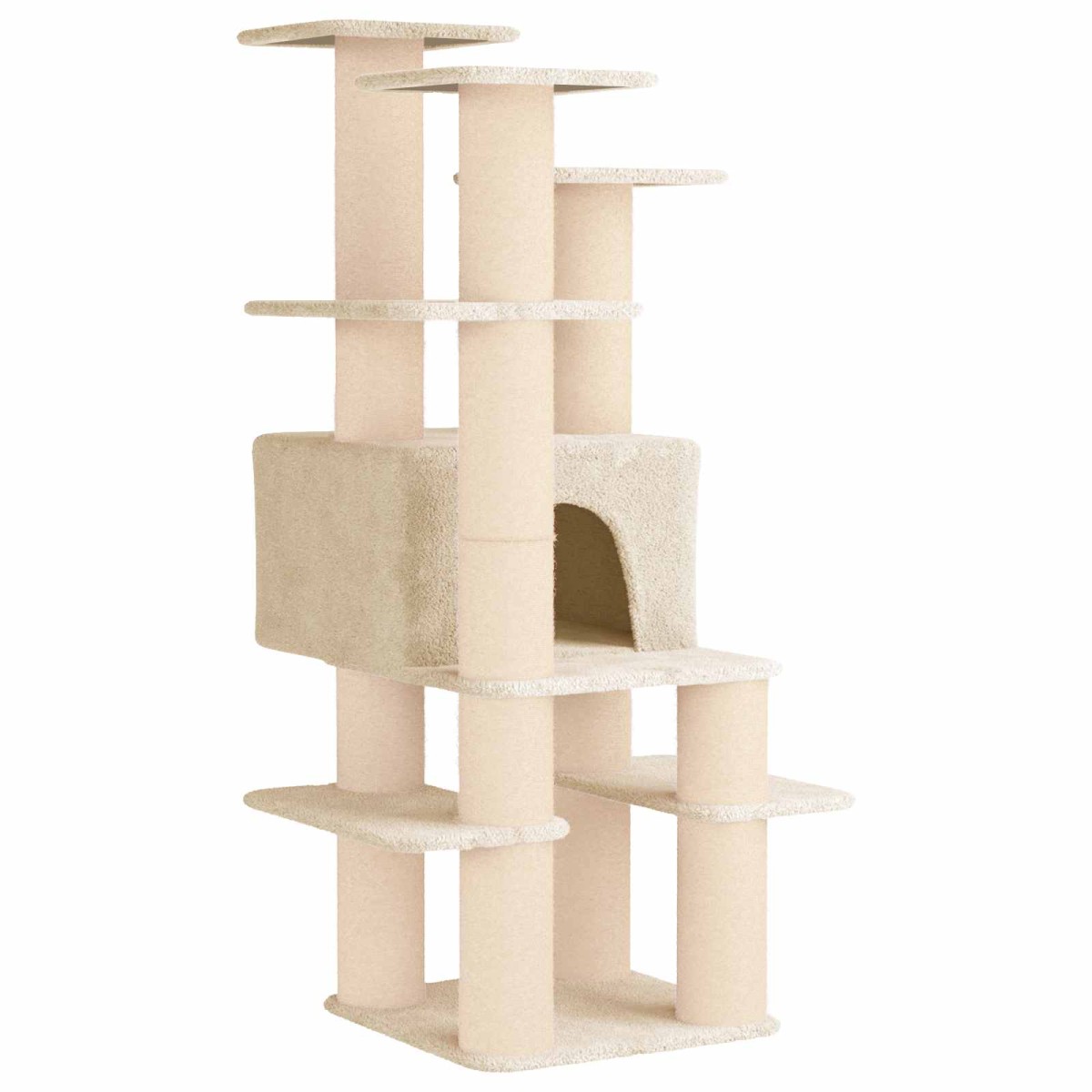 vidaXL Δέντρο γάτας με στύλους ξύρας Κρεμ 161 cm