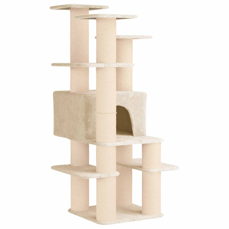 vidaXL Δέντρο γάτας με στύλους ξύρας Κρεμ 161 cm