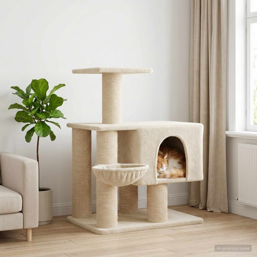 vidaXL Δέντρο γάτας με στύλους ξύρας Κρεμ 96 cm