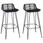 vidaXL Μπαρ σκαμπό 2 pcs Μαύρο 44 x 46 x 91 εκ. Ράτταν και Χάλυβας