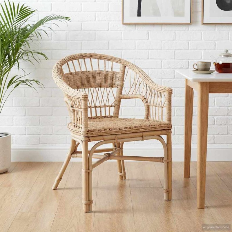 vidaXL Στοιβαζόμενη Καρέκλα Φυσικό 60 x 60 x 81 εκατοστά Ρατάν