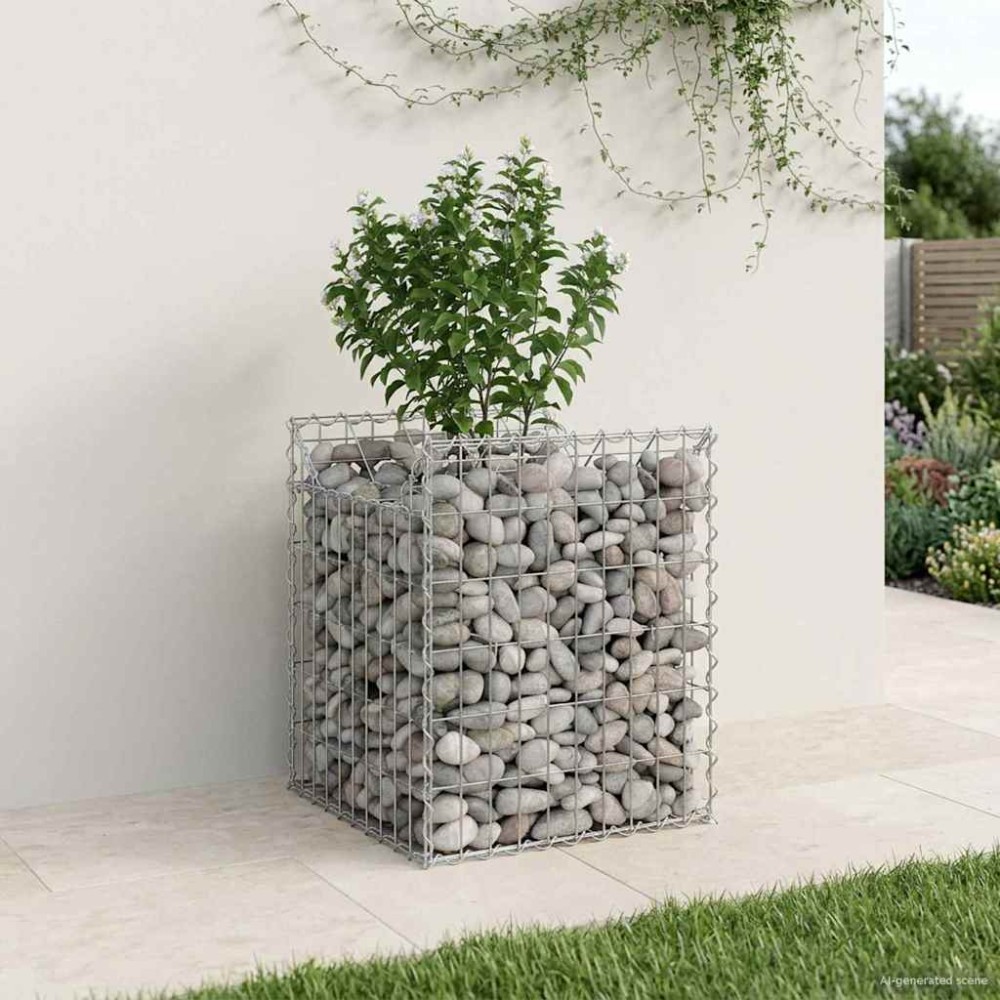vidaXL Ανασηκωμένο κρεβάτι gabion 50 x 50 x 60 cm Ασημί