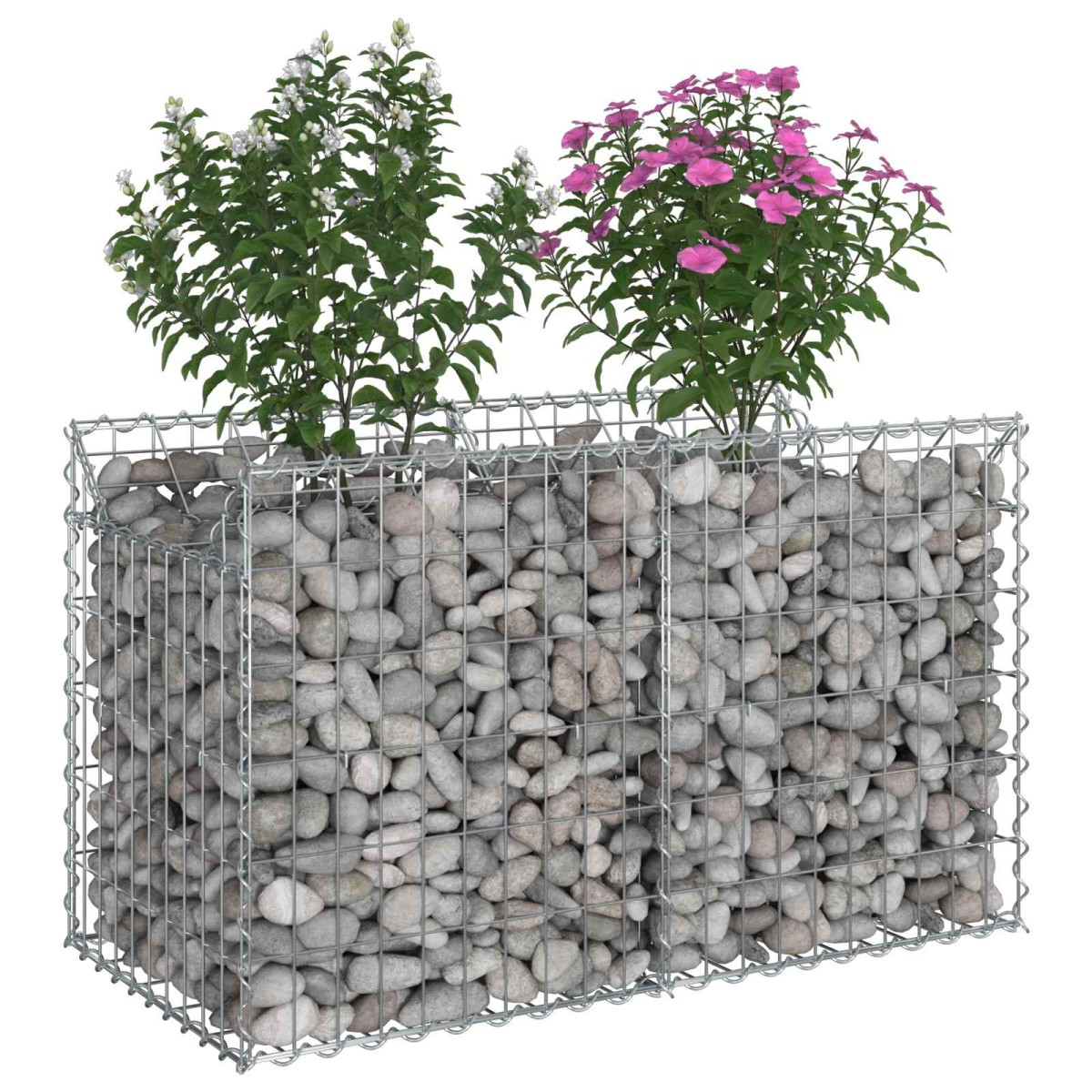 vidaXL Ανασηκωμένο κρεβάτι gabion 100 x 50 x 60 εκ Ασημί