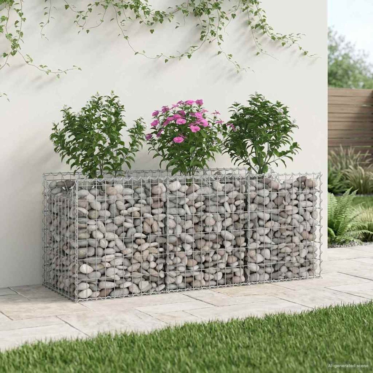 vidaXL Ανασηκωμένο κρεβάτι gabion 150 x 50 x 60 εκ Ασημί