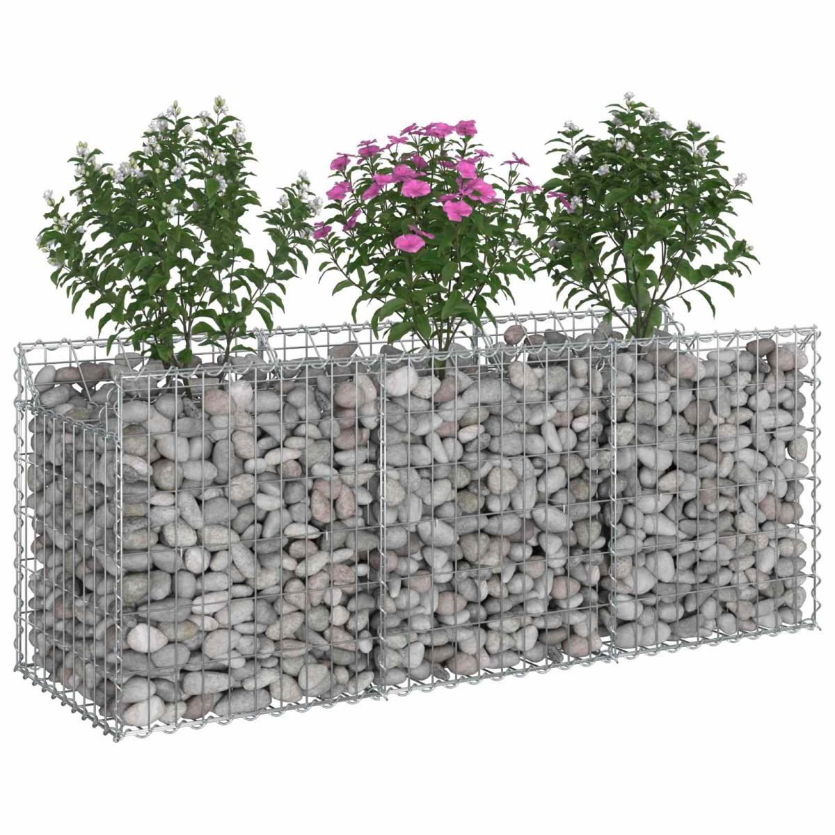vidaXL Ανασηκωμένο κρεβάτι gabion 150 x 50 x 60 εκ Ασημί