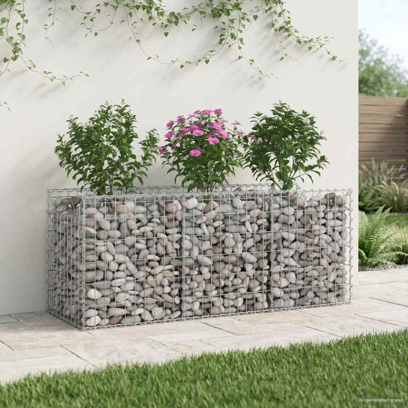 vidaXL Ανασηκωμένο κρεβάτι gabion 150 x 50 x 60 εκ Ασημί
