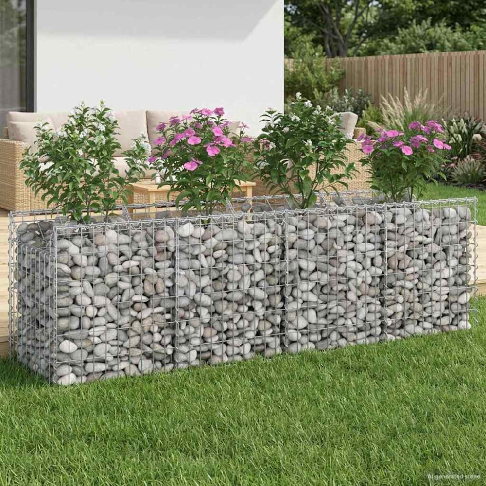 vidaXL Ανασηκωμένο κρεβάτι gabion 200 x 50 x 60 cm Ασημί