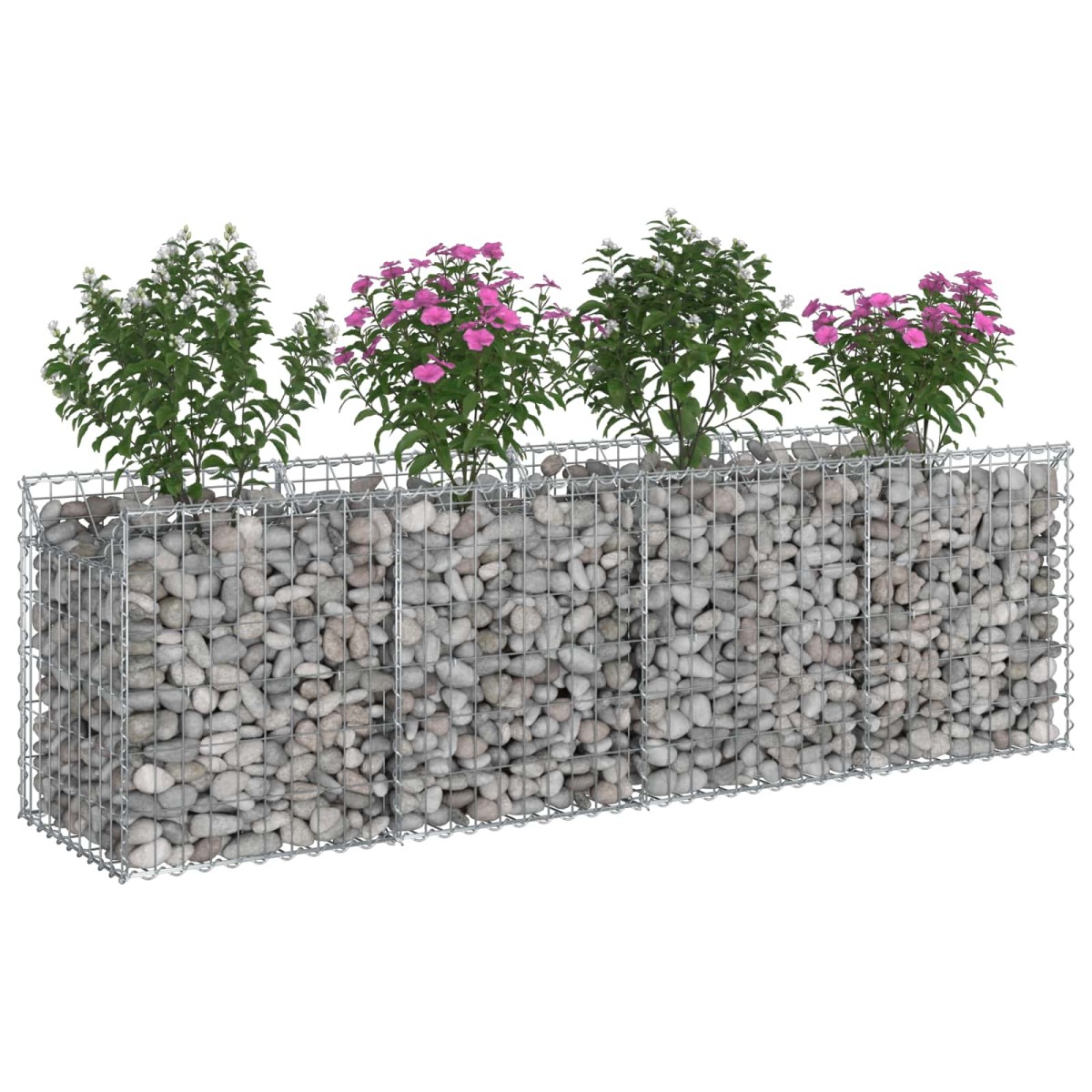 vidaXL Ανασηκωμένο κρεβάτι gabion 200 x 50 x 60 cm Ασημί