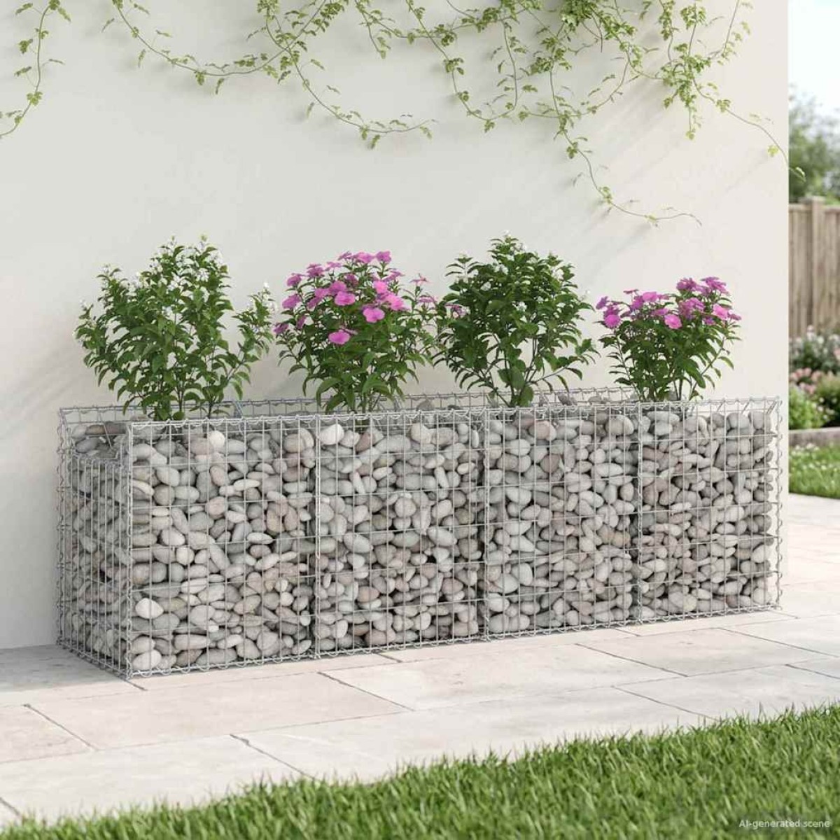 vidaXL Ανασηκωμένο κρεβάτι gabion 200 x 50 x 60 cm Ασημί