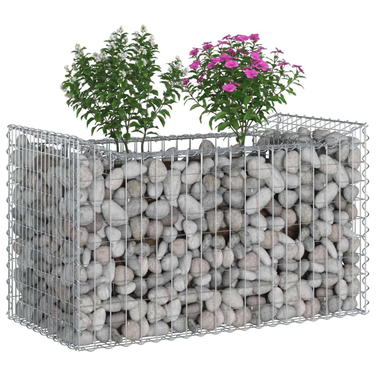 vidaXL Ανασηκωμένο κρεβάτι gabion 50 x 100 x 60 εκ Ασημί