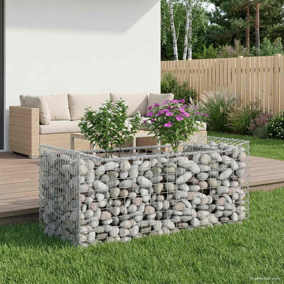 vidaXL Ανασηκωμένο κρεβάτι gabion 50 x 100 x 60 εκ Ασημί