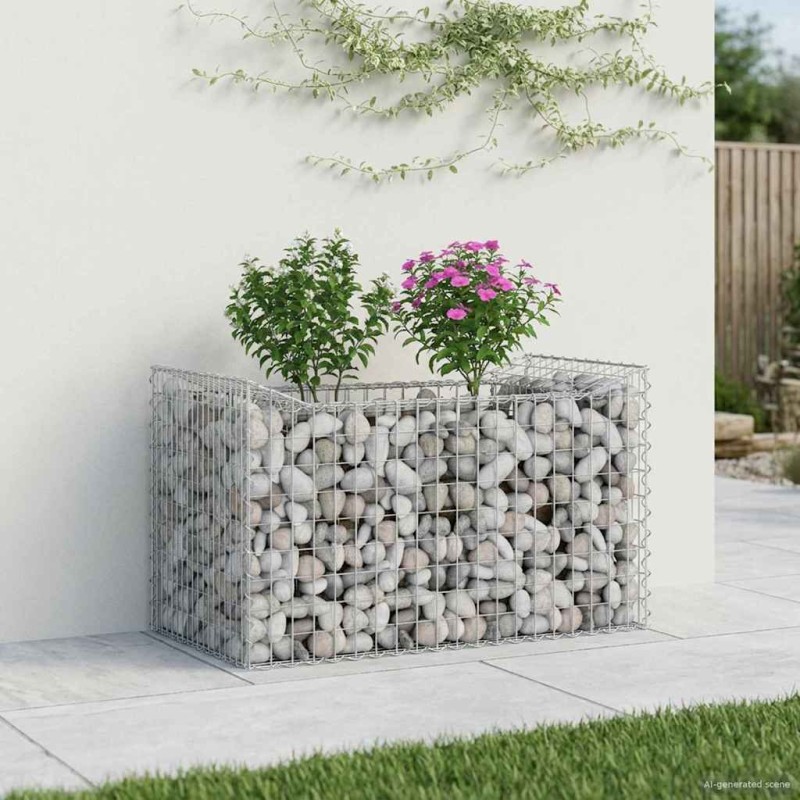 vidaXL Ανασηκωμένο κρεβάτι gabion 50 x 100 x 60 εκ Ασημί