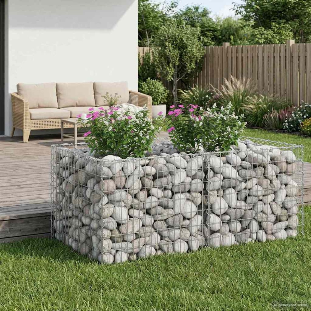 vidaXL Ανασηκωμένο κρεβάτι gabion 100 x 100 x 60 εκ. Ασημί