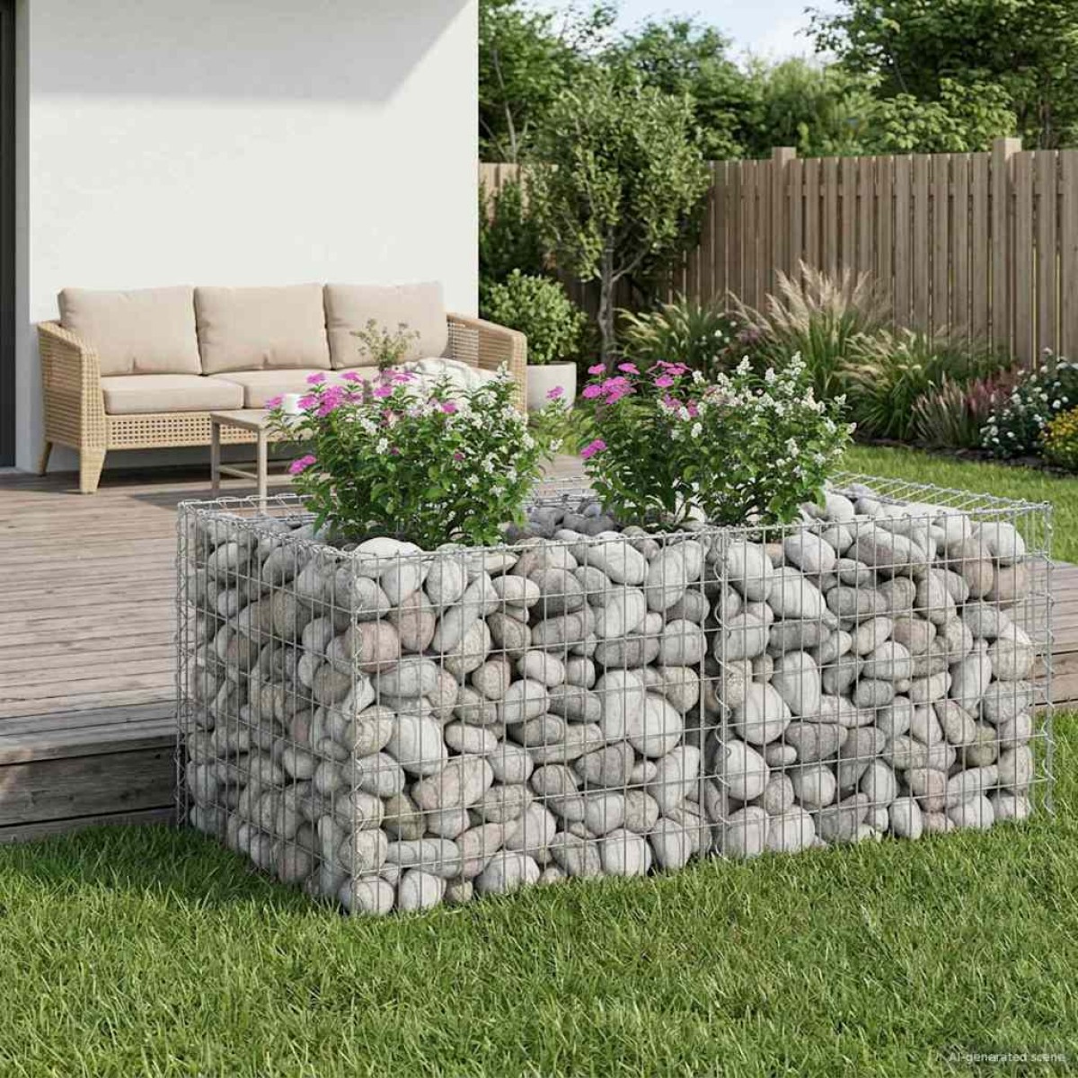 vidaXL Ανασηκωμένο κρεβάτι gabion 100 x 100 x 60 εκ. Ασημί